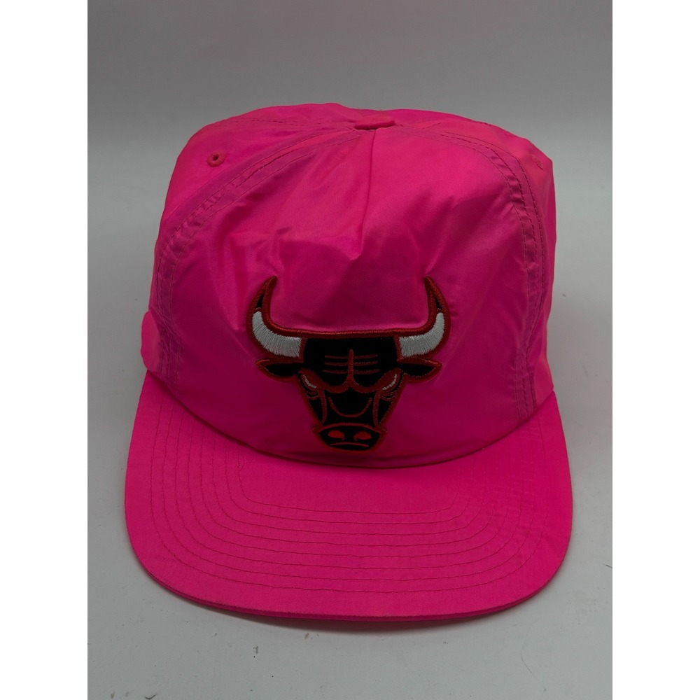 Mitchell & Ness Chicago Bulls Snapback Hat Neon Pink Nylon NBA Hardwood Classics